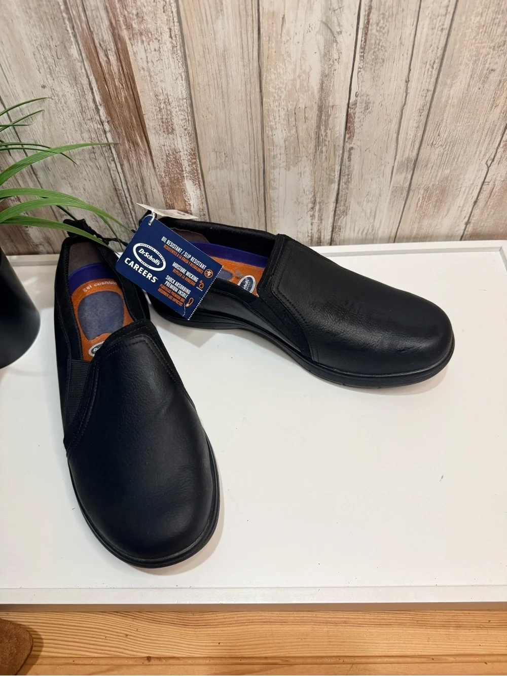 Dr Scholls Career Slip Resistance 10 W Black Leather Shoes